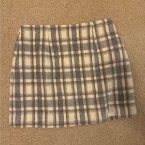 Petal & Pup Checkered Mini Skirt in Gray and Cream